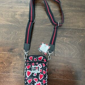 Brighton Love Heart Patterned Bag with Black and Red Strap